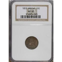 1853 10C Arrows MS62 NGC. NGC Census: (144/766). P