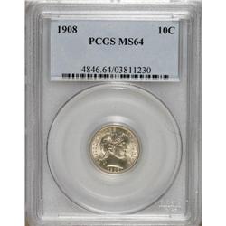 1908 10C MS64 PCGS. PCGS Population (79/50). NGC C