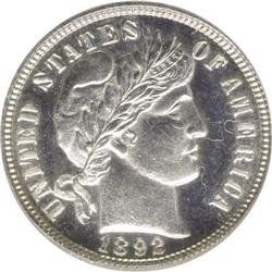 1892 10C --Improperly Cleaned--NCS. Proof. NGC Census: