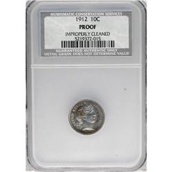 1912 10C --Improperly Cleaned--NCS. Proof. NGC Cens