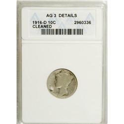 1916-D 10C --Cleaned--ANACS. AG3 Details. NGC Censu