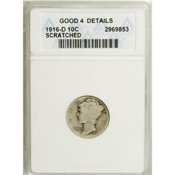 1916-D 10C --Scratched--ANACS. Good 4 Details. NGC