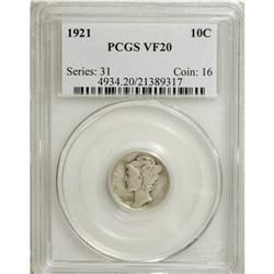 1921 10C VF20 PCGS. PCGS Population (19/192). NGC