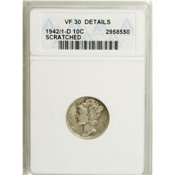 1942/1-D 10C --Scratched--ANACS. VF30 Details. NGC
