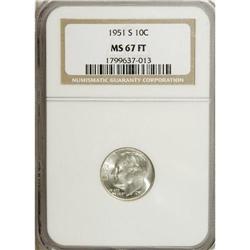 1951-S 10C MS67 Full Bands NGC. NGC Census: (0/0).