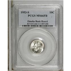 1953-S 10C MS66 Full Bands PCGS. Ex: Omaha Bank Ho