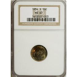 1954-S 10C MS67 NGC. NGC Census: (534/2). PCGS Pop