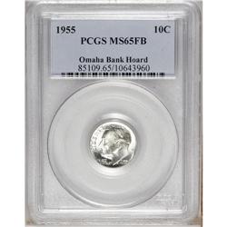 1955 10C MS65 Full Bands PCGS. Ex:Omaha Bank Hoard. PC