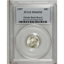 1957 10C MS65 Full Bands PCGS. Ex:Omaha Bank Hoard