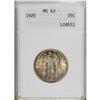 Image 1 : 1920 25C MS63 ANACS. NGC Census: (286/1094). PCGS