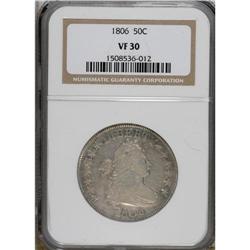 1806 50C Pointed 6, Stem VF30 NGC. NGC Census: (28