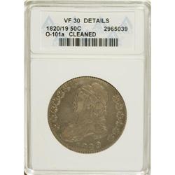 1820/19 50C Square Base 2--Cleaned--ANACS. VF30 Detail