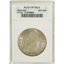 1827 50C Square Base 2--, Cleaned--ANACS. AU53 Details