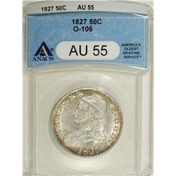 1827 50C Square Base 2 AU55 ANACS. O-106. NGC Cens