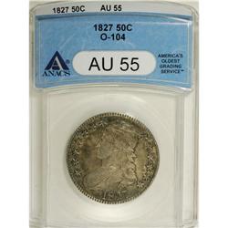 1827 50C Square Base 2 AU55 ANACS. O-104. NGC Cens