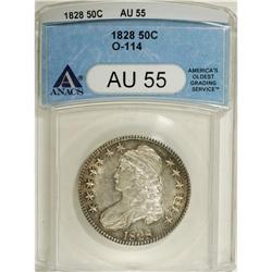1828 50C Curl Base 2, No Knob AU55 ANACS. O-114. N