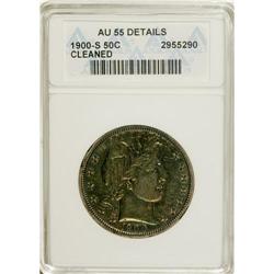 1900-S 50C --Cleaned--ANACS. AU55 Details. NGC Cens