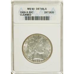 1909-S 50C --Cleaned--ANACS. MS60 Details. NGC Cens