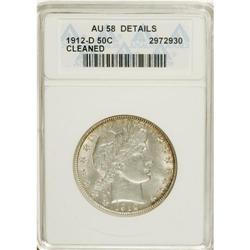 1912-D 50C --Cleaned--ANACS. AU58 Details. NGC Cens