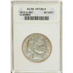 1913-D 50C --Cleaned--ANACS. AU58 Details. NGC Cens