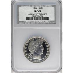 1892 50C --Improperly Cleaned--NCS. Proof. NGC Cens