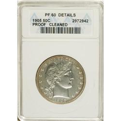 1905 50C --Cleaned--ANACS. PR60 Details. NGC Census