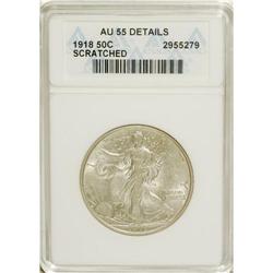 1918 50C --Scratched--ANACS. AU55 Details. NGC Cens