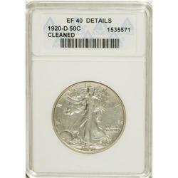 1920-D 50C --Cleaned--ANACS. XF40 Details. NGC Cens