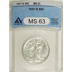1937-D 50C MS63 ANACS. NGC Census: (152/1450). PCG