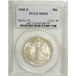 1942-S 50C MS65 PCGS. PCGS Population (1904/286).