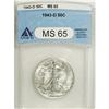 Image 1 : 1943-D 50C MS65 ANACS. NGC Census: (2974/2658). PC