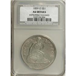 1859-O $1 --Improperly Cleaned--NCS. AU Details. NG