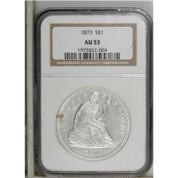 1873 $1 AU53 NGC. NGC Census: (18/190). PCGS Popul