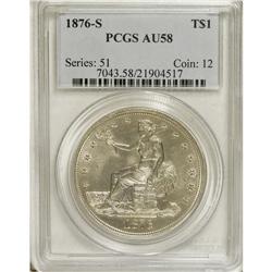 1876-S T$1 AU58 PCGS. PCGS Population (87/366). NG