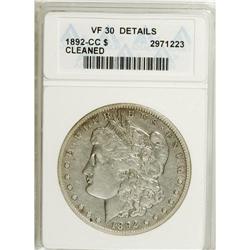 1892-CC $1 --Cleaned--ANACS. VF30 Details. NGC Cens