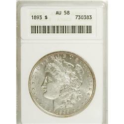 1893 $1 AU58 ANACS. NGC Census: (270/3218). PCGS P