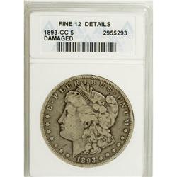 1893-CC $1 --Damaged--ANACS. Fine 12 Details. NGC C