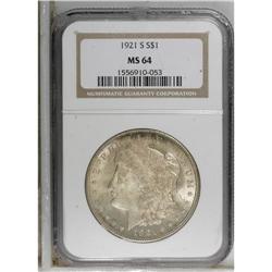 1921-S $1 MS64 NGC. NGC Census: (4049/665). PCGS P