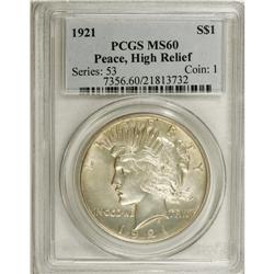 1921 $1 MS60 PCGS. PCGS Population (83/8420). NGC Cens
