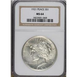 1921 $1 MS64 NGC. NGC Census: (5600/1938). PCGS Po