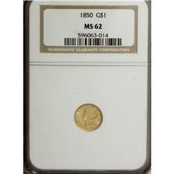 1850 G$1 MS62 NGC. NGC Census: (146/210). PCGS Pop