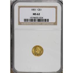1851 G$1 MS62 NGC. NGC Census: (2014/1794). PCGS P