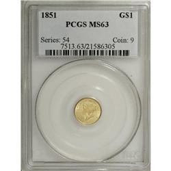 1851 G$1 MS63 PCGS. PCGS Population (426/333). NGC