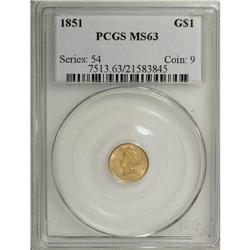 1851 G$1 MS63 PCGS. PCGS Population (426/333). NGC