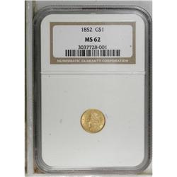 1852 G$1 MS62 NGC. NGC Census: (905/759). PCGS Pop