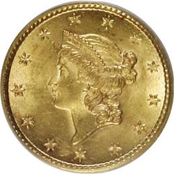 1853 G$1 MS63 PCGS. PCGS Population (772/599). NGC Cen
