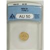 Image 1 : 1854 G$1 Type Two AU50 ANACS. NGC Census: (332/815