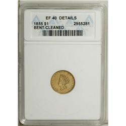 1855 G$1 --Bent, Cleaned--ANACS. XF40 Details. NGC