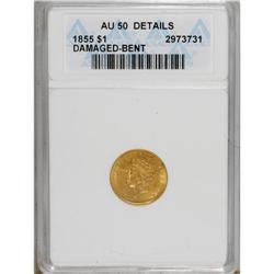 1855 G$1 AU50 ANACS. NGC Census: (360/7366). PCGS Popu