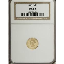 1884 G$1 MS62 NGC. NGC Census: (60/226). PCGS Popu